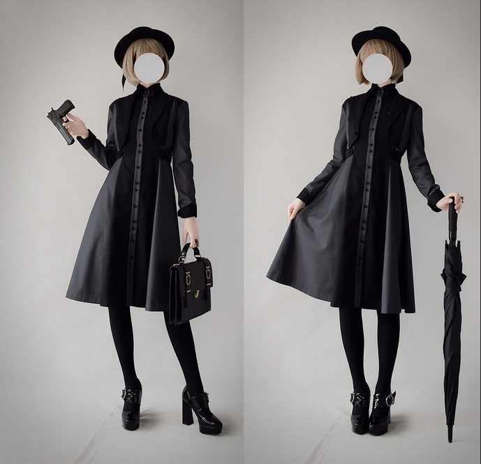 Night Work Investigation Turndown Collar Jumper Skirt