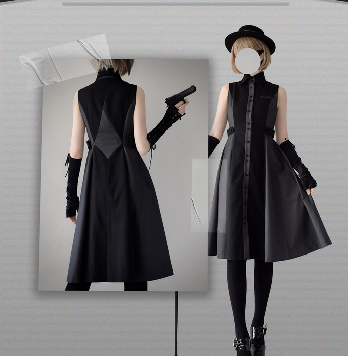 Night Work Investigation Turndown Collar Jumper Skirt