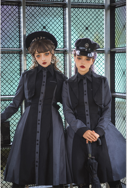 Night Work Investigation Turndown Collar Jumper Skirt