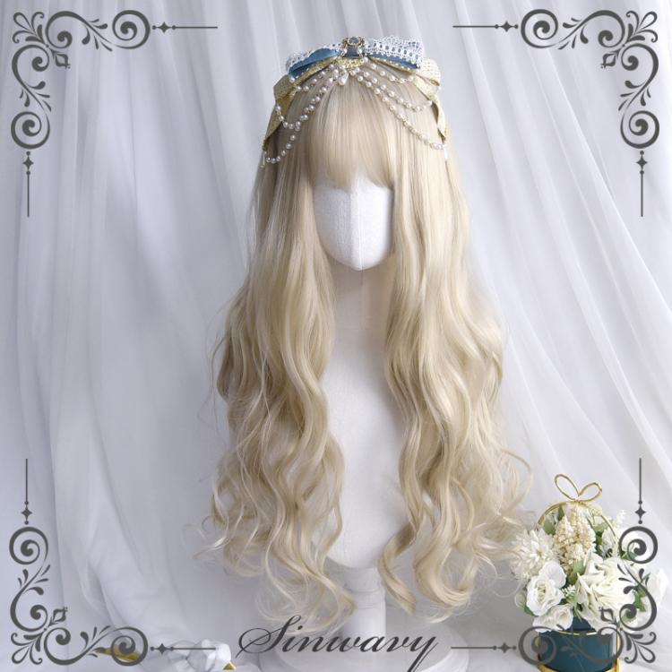 Bobo Milk Tea Long Curly Synthetic Wig with Bangs