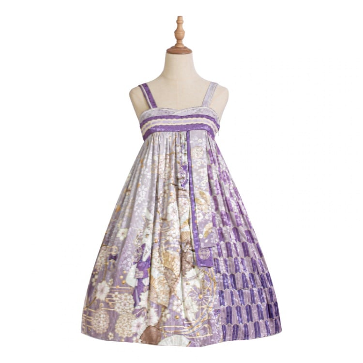 Banquet of the Rabbit Sweetheart Neckline Print Wa Jumper Skirt