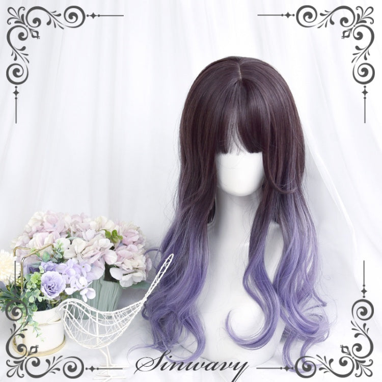 Astrologer Gradient Long Curly Synthetic Wig with Bangs