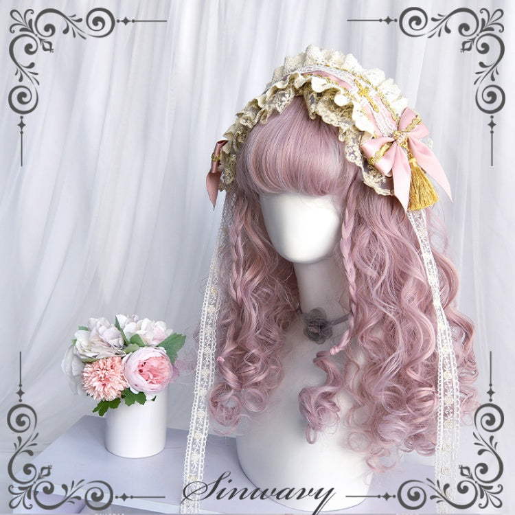 Puffs Mid-length Curly Synthetic Wig with Bangs