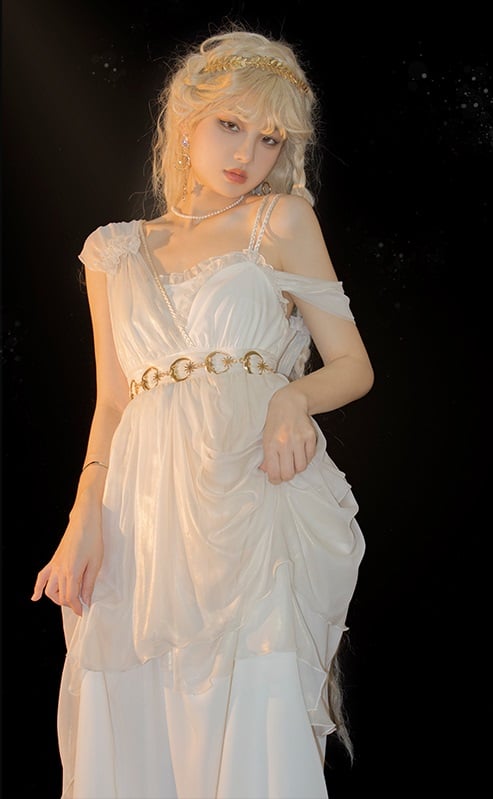 High Waist White Elegant Jumper Skirt