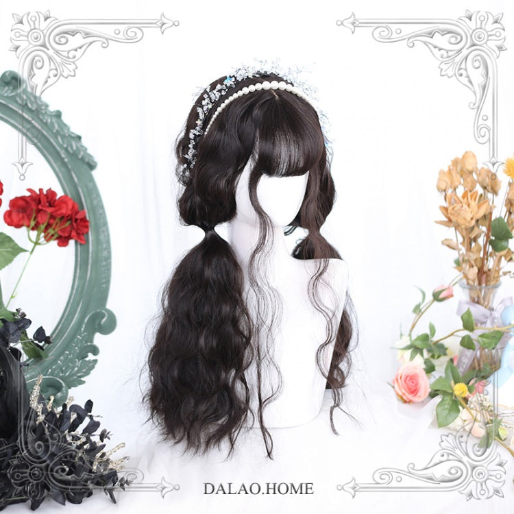 Dark Brown Long Wool Curly Synthetic Wig