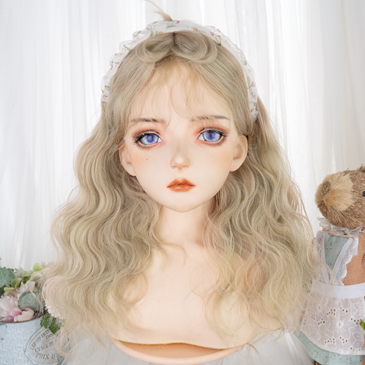 Gold JK Long Wool Curly Synthetic Wig with Bangs