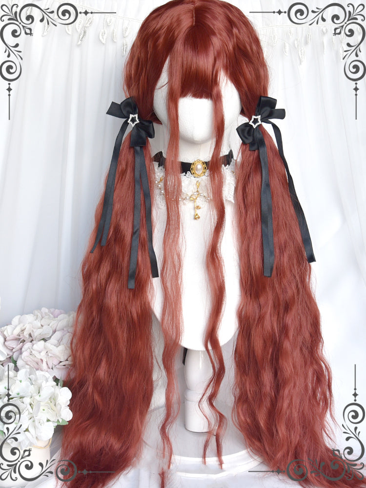 Orange Red Curly 100CM Hip Length Synthetic Wig