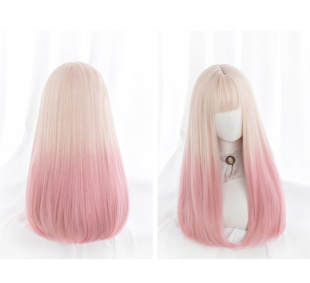 Ombre Pink Wavy Long Synthetic Wig