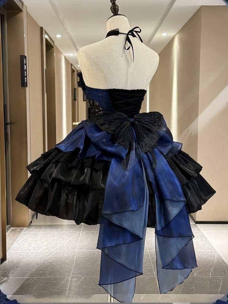 Dark Blue/Pink Butterfly Bowknot Train