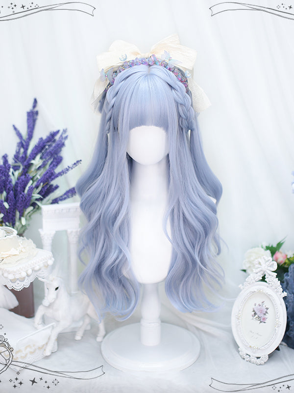 Air Bangs Blue Wavy Synthetic Wig