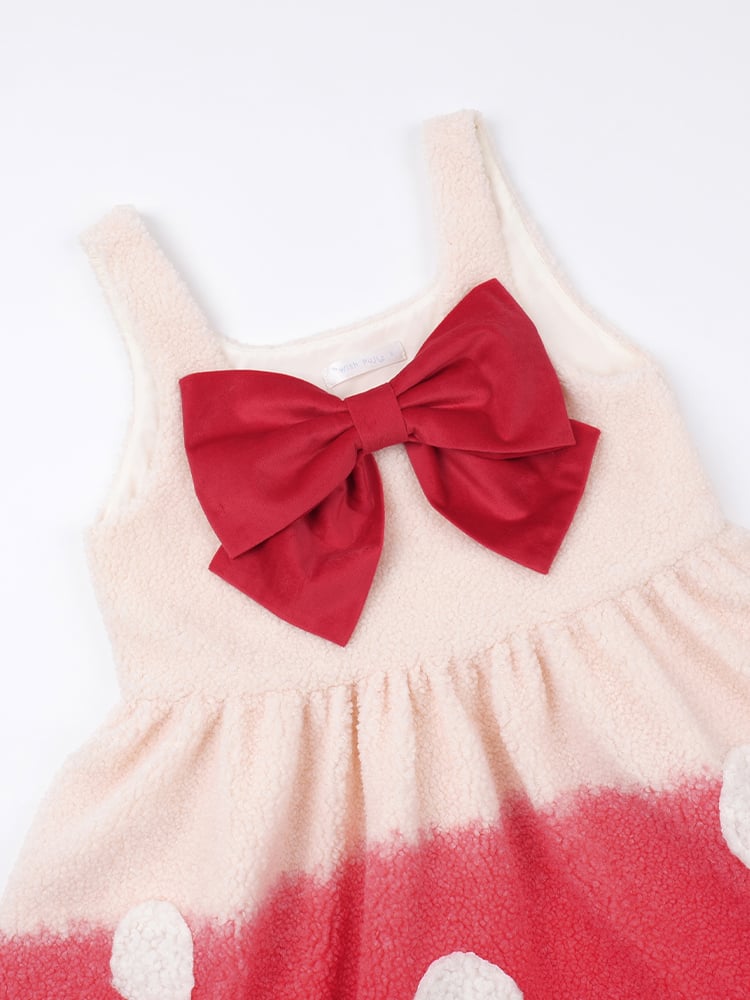 Red Mushroom Bubble Jumper Skirt White Spot Applique