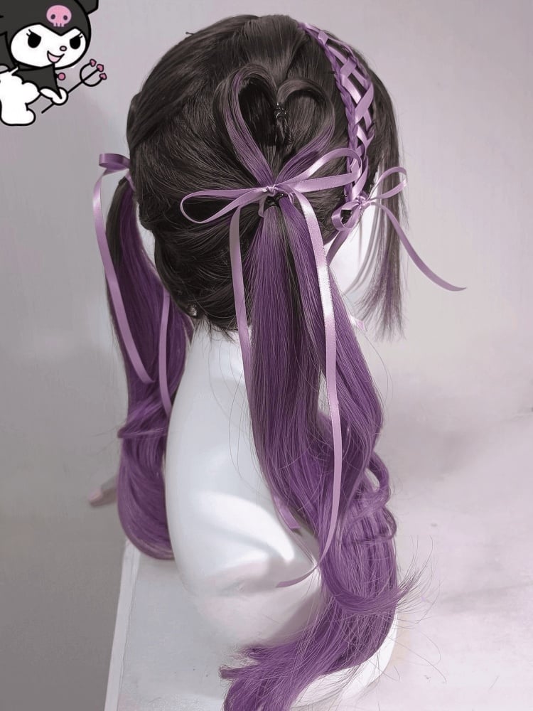 Kuromi Purple Braided Synthetic Wig Pre-styled Kawaii Wig