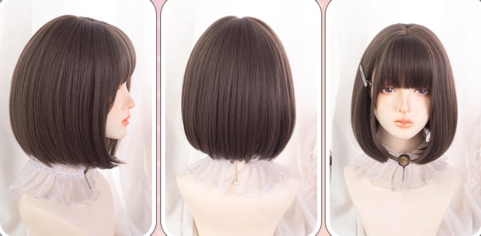 Brown Bob Cut Short Synthetic Wig