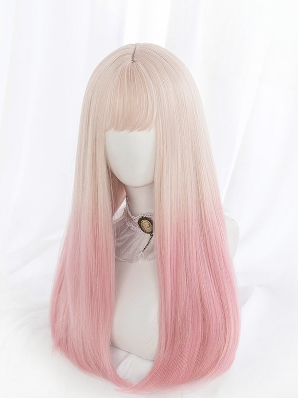 Ombre Pink Wavy Long Synthetic Wig