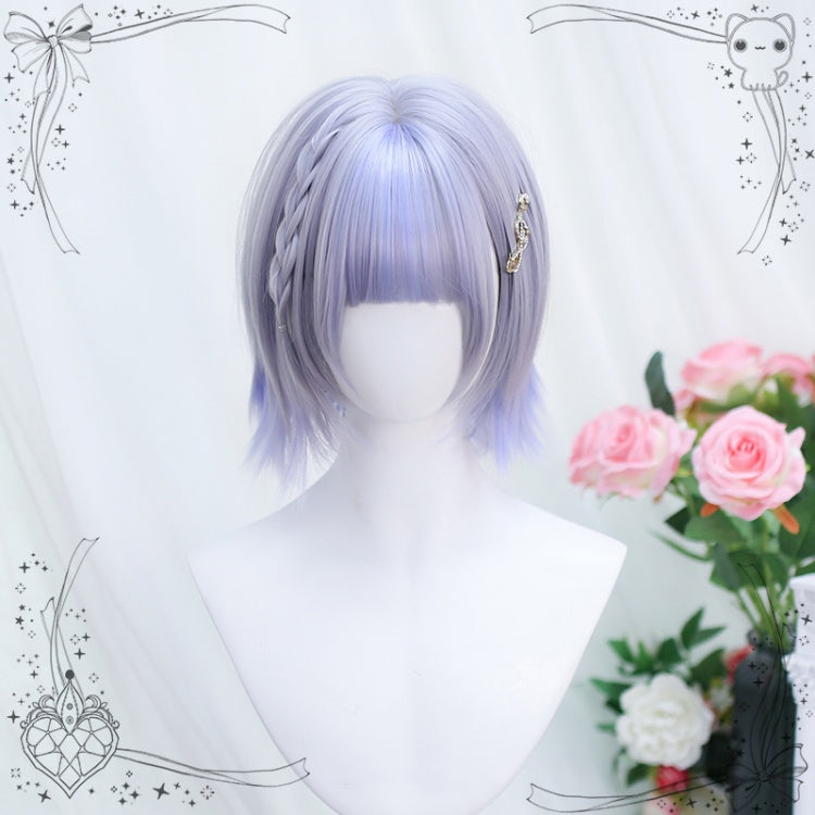 Sky Blue Ombre Short Natural Synthetic Wig