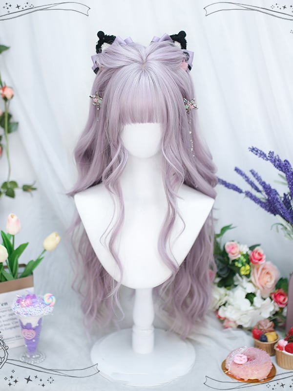 Air Bangs Taro Purple Long Wavy Synthetic Wig