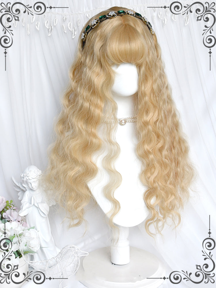 Natural Parting Blonde Curly Long Synthetic Wig