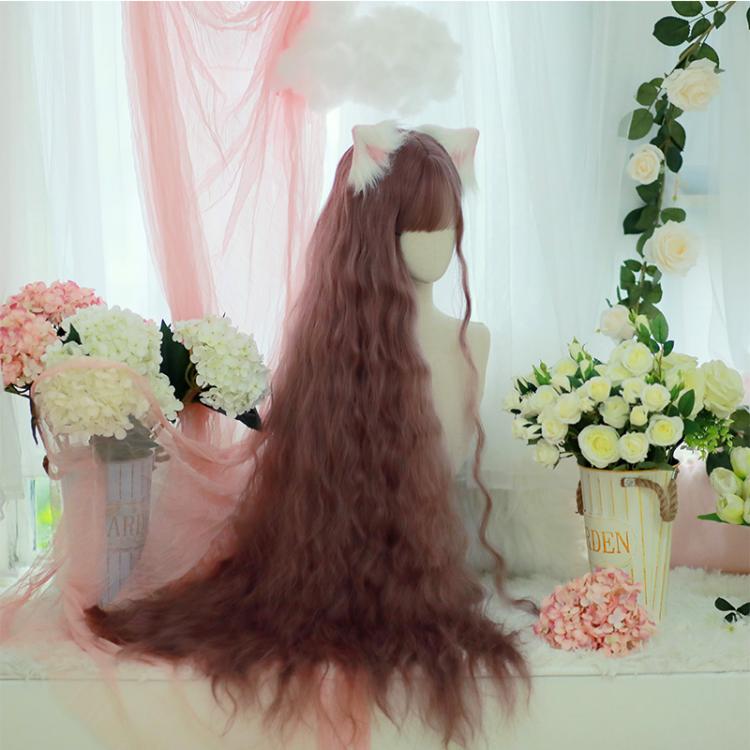 120CM Purple Water Ripple Long Culry Synthetic Wig with Bangs