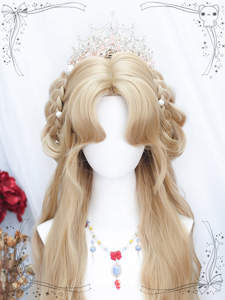 Natural Parting Milk Tea Gold Wavy Long Synthetic Wig