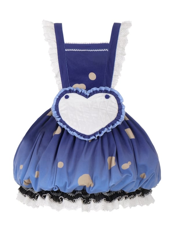 Blue Winter Mushroom Bubble Overall Skirt Detachable Bodice