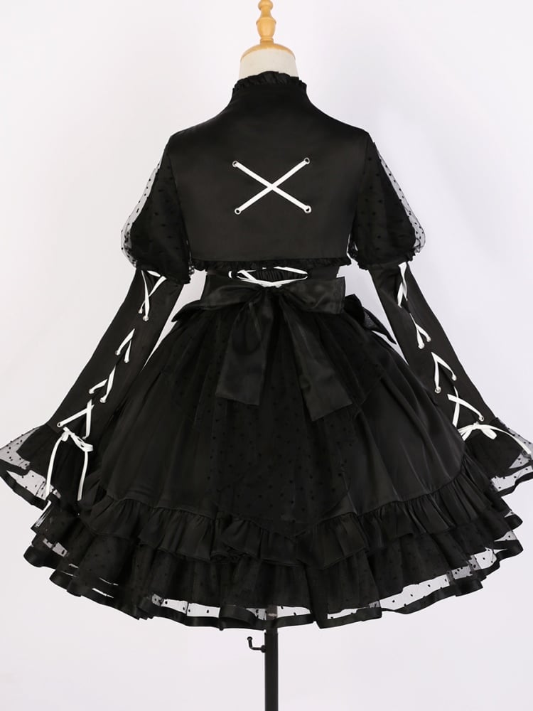 Gothic Ribs Design Bodice Jumper Skirt Black and White