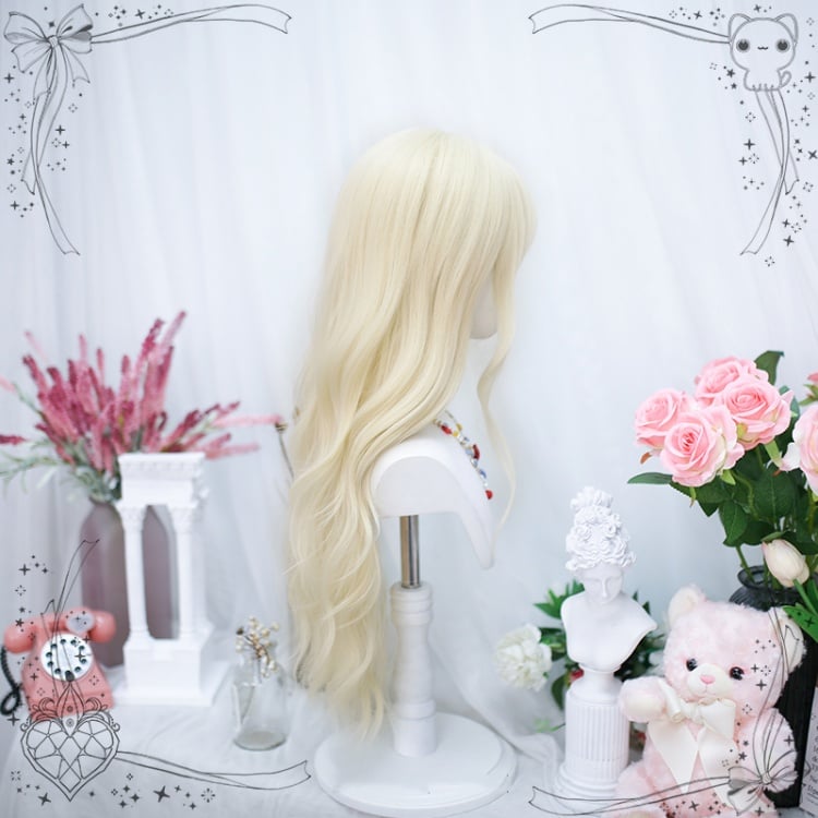 Air Bangs Blonde Long Wavy Synthetic Wig