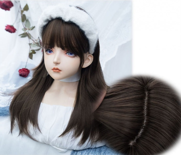 Full Bangs Brown Natural Synthetic Wig