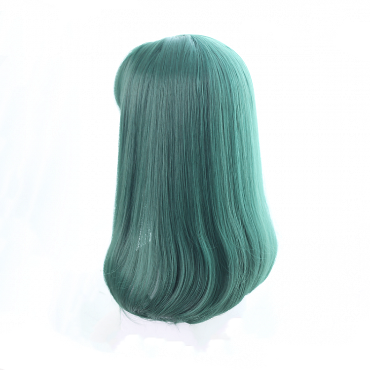 Dark Green Mid-length Inner Button Synthetic Wig