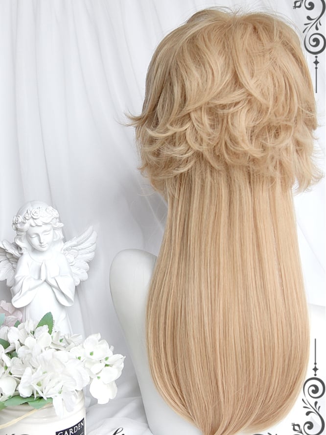 Flax Gold Curly Ouji Short Wig with Tail