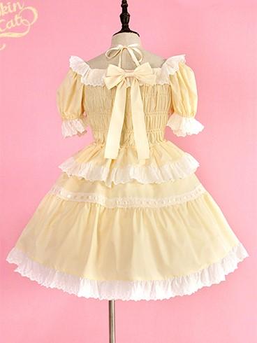 Dolls Frill Bowknot Details High Waist Short Sleeves One Piece