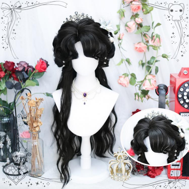 Black/Dark Brown Hand-Braided Long Wavy Synthetic Wig