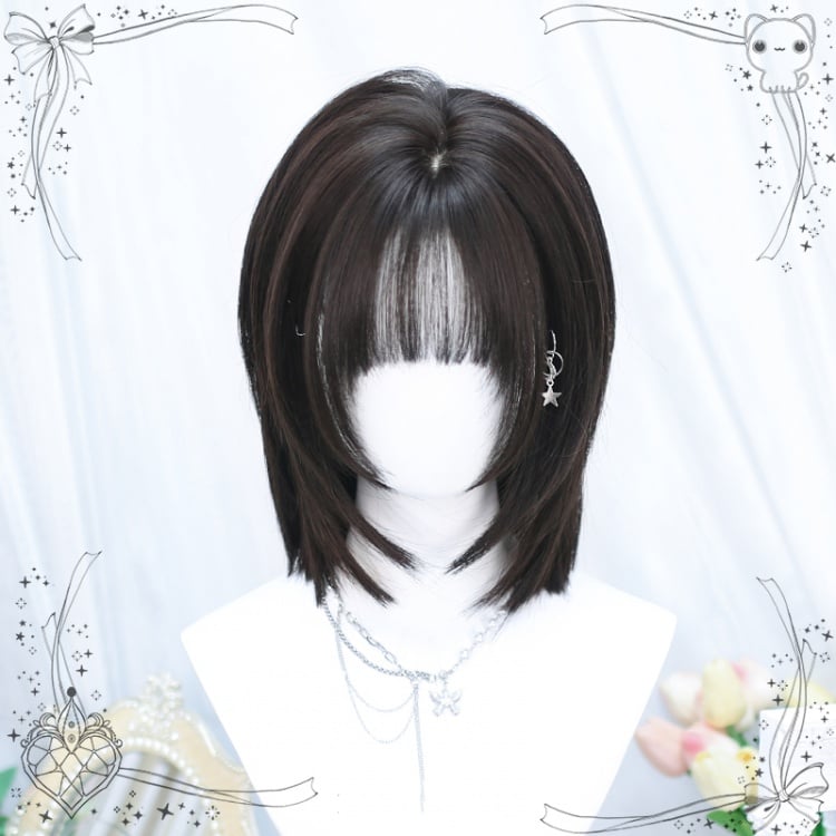 Dark Brown Shoulder Length Straight Synthetic Wig