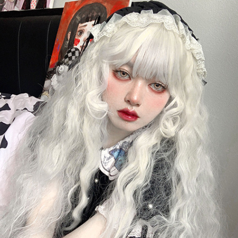 In Stock 120cm Moonlight White Curly Wig