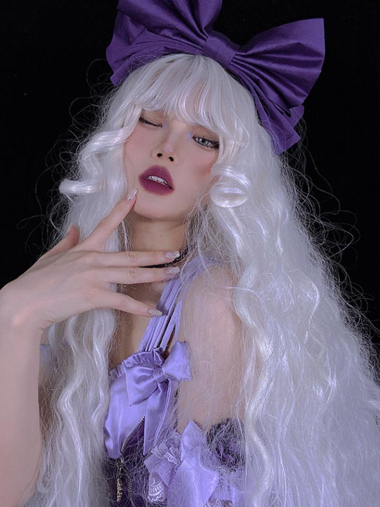 In Stock 120cm Moonlight White Curly Wig