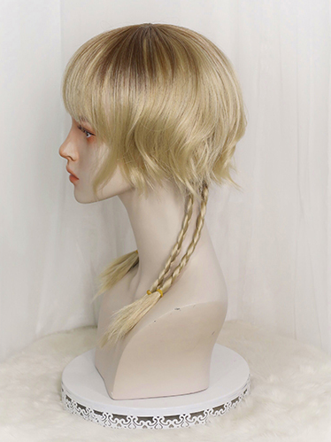 Blonde Short Hair at Front Long Hair at Back Synthetic Ouji Fashion Wig