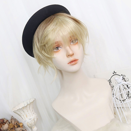 Blonde Short Hair at Front Long Hair at Back Synthetic Ouji Fashion Wig