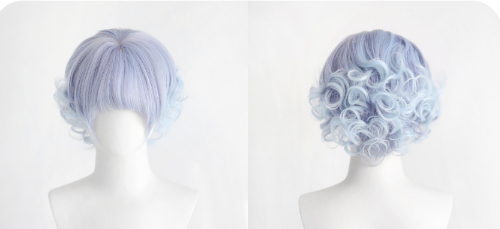 Light Gold/Light Purple/Light Blue Short Curly Wig