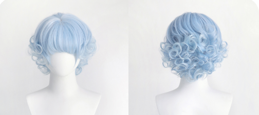 Light Gold/Light Purple/Light Blue Short Curly Wig