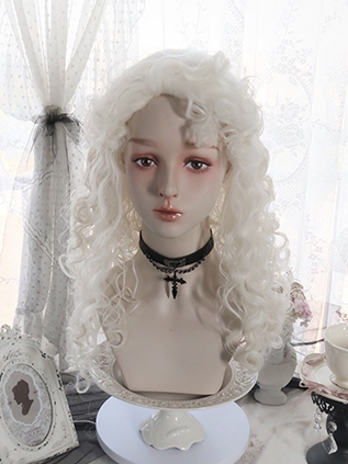 Off-white Curly Synthetic Wig