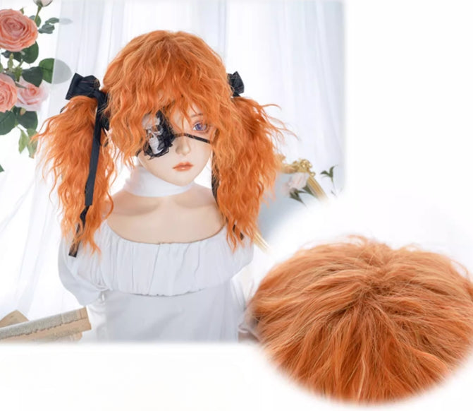 Halloween Pumpkin Orange Medium Length Synthetic Curly Wig