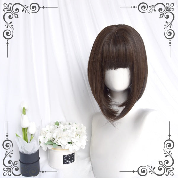 Daily Black Brown Bob Wig with Bangs