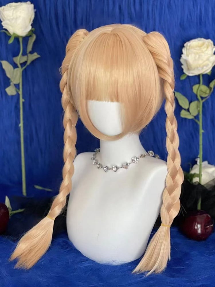 Blonde Short Wig with Braid Jaw Clips