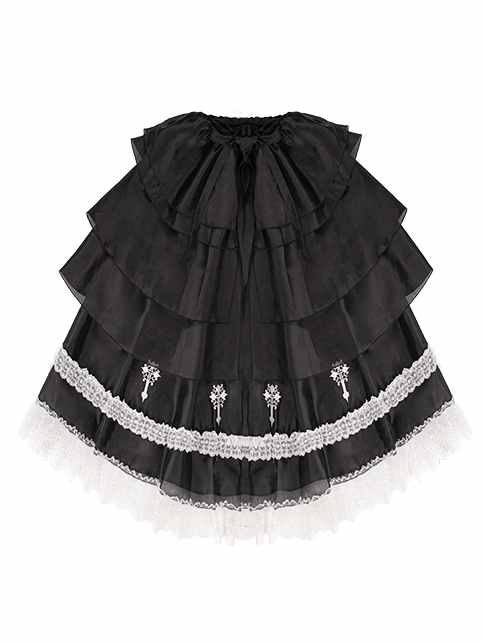 Cross Embroidery Mermaid Skirt Gothic One Piece with Overskirt Full Set Nun Dress