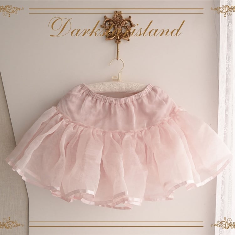 Clearance-Size L for Bust 90-100cm Pink Tiered Hem Jumper Skirt + Size M for Waist 70-100cm Petticoat Set