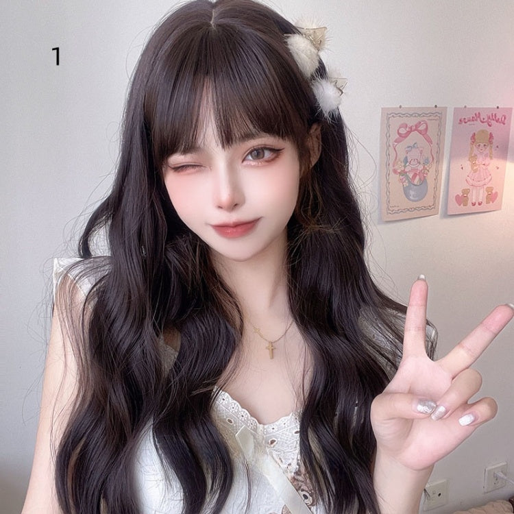 Wavy Dark Brown / Brown 60CM Lolita Synthetic Wig