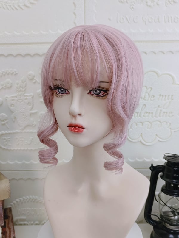 Curly Temples Straight Short Synthetic Wig Pink/Light Gold/Black/Brown