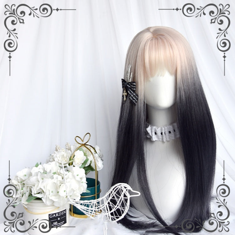 Black Currant Beige to Black Ombre Long Straight Wig