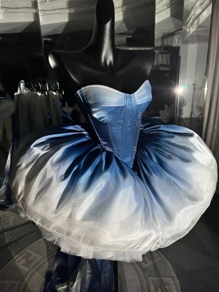 Blue White Ombre Balletcore Corset Dress