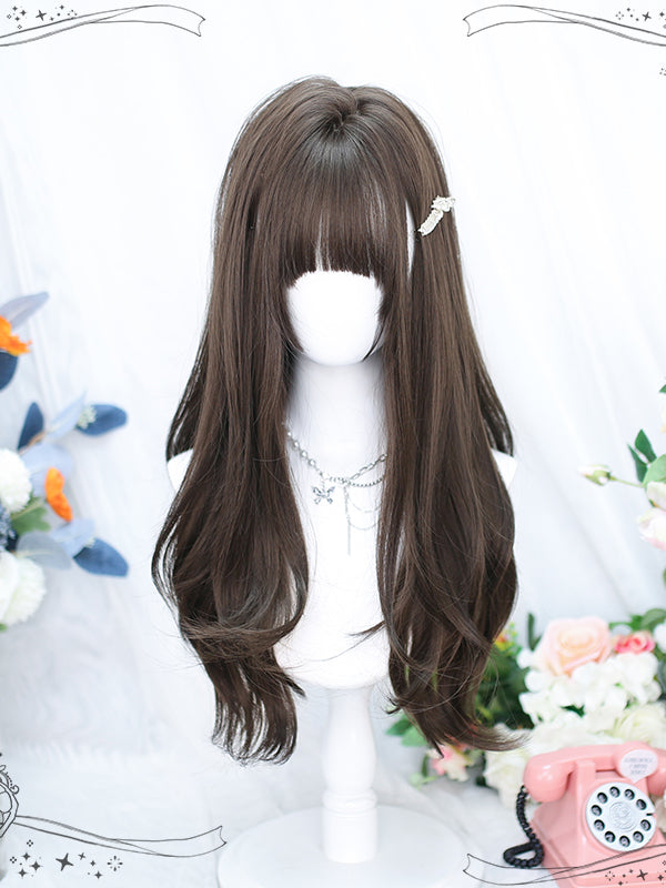 Brown / Dark Brown Long Wavy Synthetic Wig