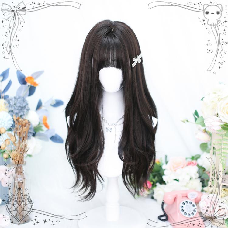 Brown / Dark Brown Long Wavy Synthetic Wig